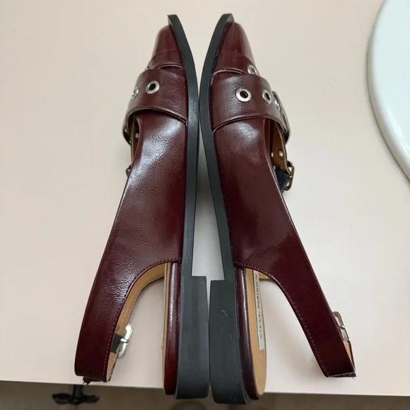 Steve Madden Gutzy Burgundy Patent Pointed Toe Slingback ballet flats - Picture 4 of 5
